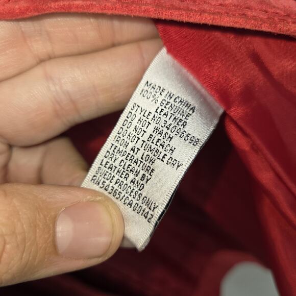 Vtg Nygard Collection Leather Shirt Jacket 16 Petite Womens Red Button Up - Picture 9 of 15